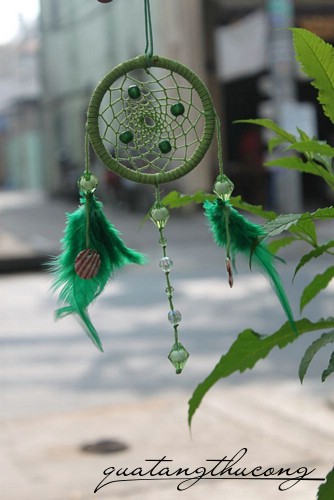 Dreamcatcher xanh lá hạt lấp lánh mẫu 2